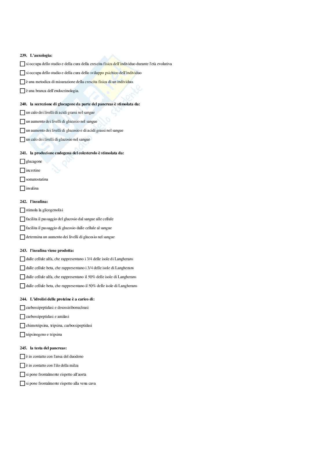 Paniere di Endocrinologia applicata all'attività motoria (2026) - Risposte multiple corrette Pag. 86