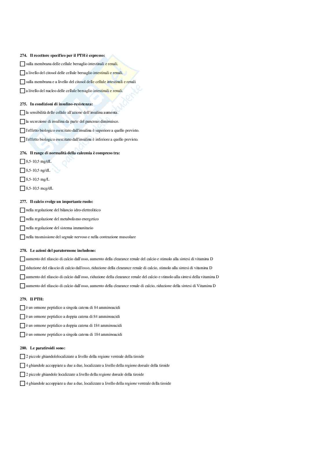 Paniere di Endocrinologia applicata all'attività motoria (2026) - Risposte multiple corrette Pag. 91
