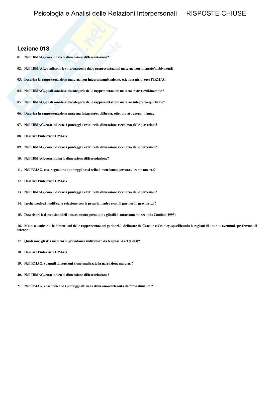 Psicologia e Analisi delle relazioni interpersonali - Paniere compilato Pag. 31