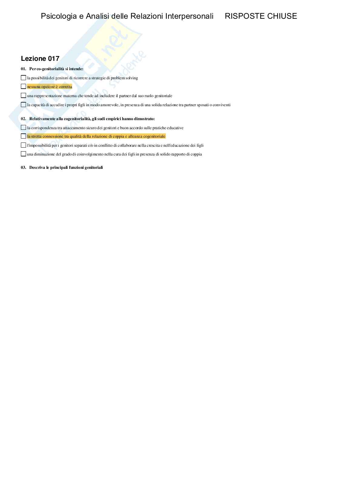 Psicologia e Analisi delle relazioni interpersonali - Paniere compilato Pag. 36