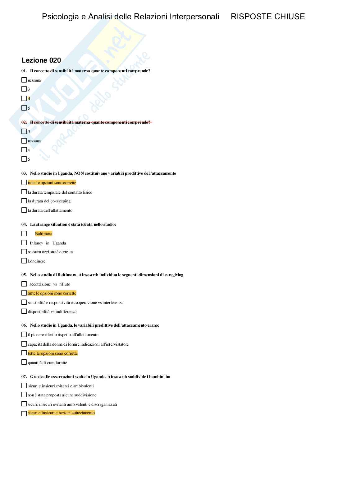 Psicologia e Analisi delle relazioni interpersonali - Paniere compilato Pag. 41