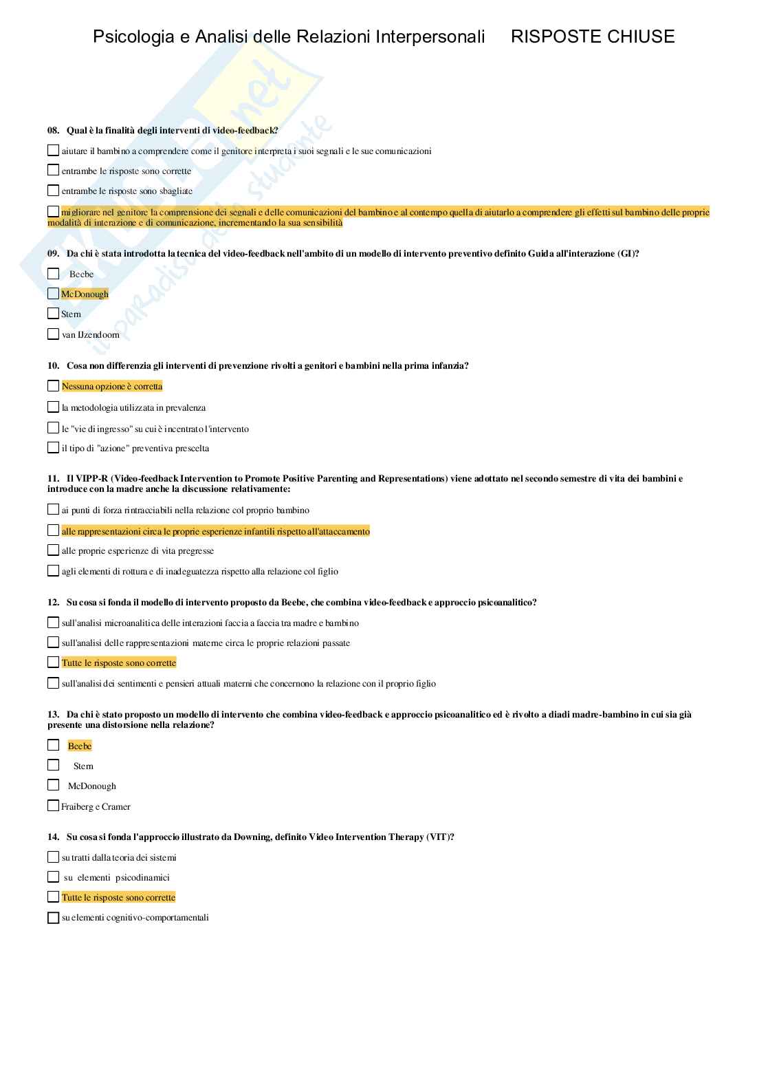 Psicologia e Analisi delle relazioni interpersonali - Paniere compilato Pag. 86