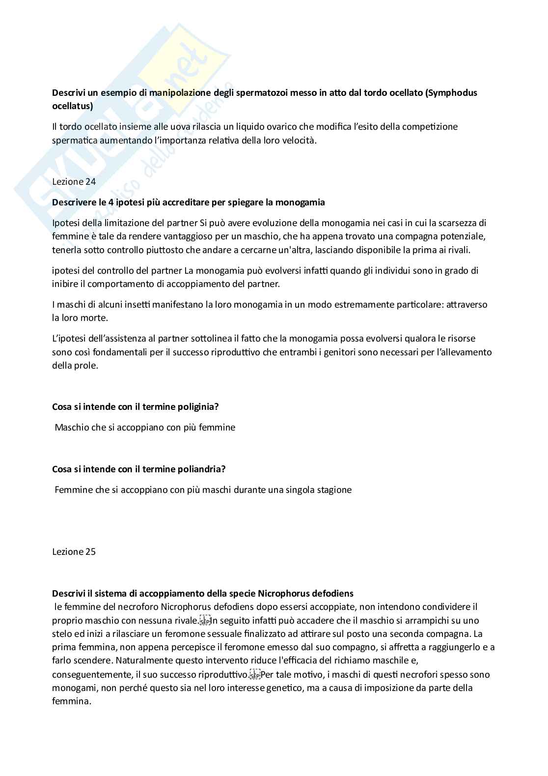 Domande aperte di Etologia  Pag. 11