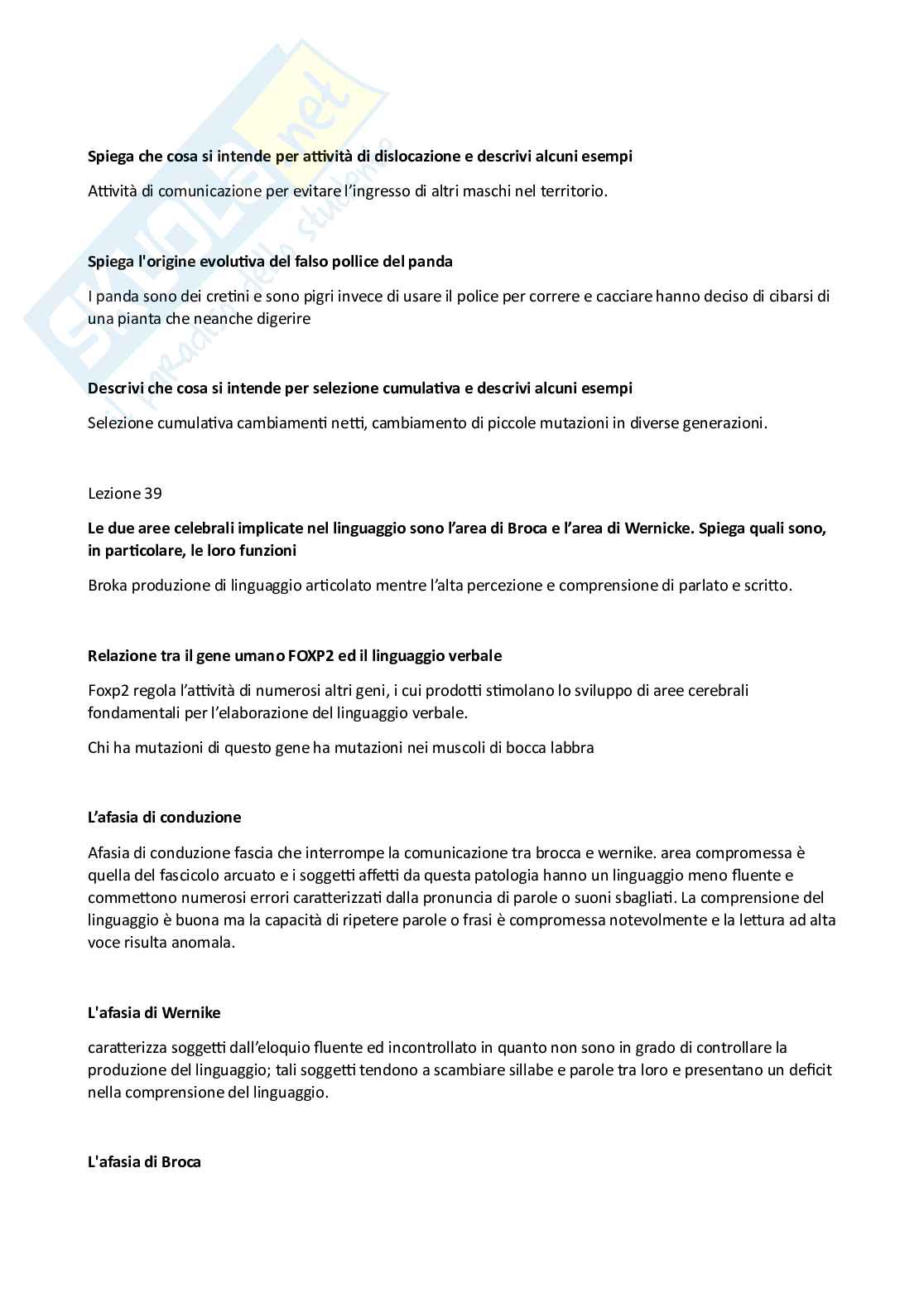 Domande aperte di Etologia  Pag. 16