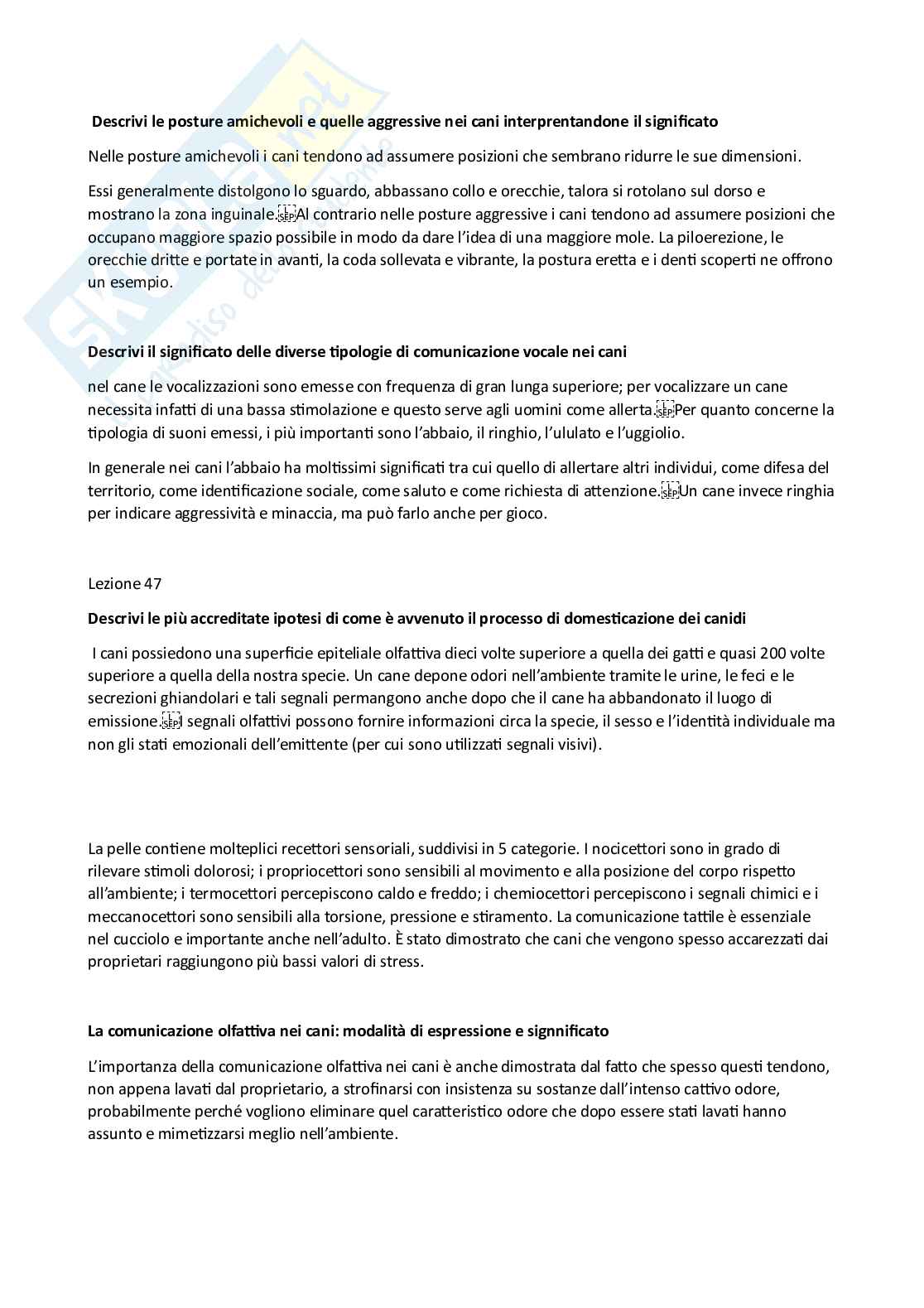 Domande aperte di Etologia  Pag. 21