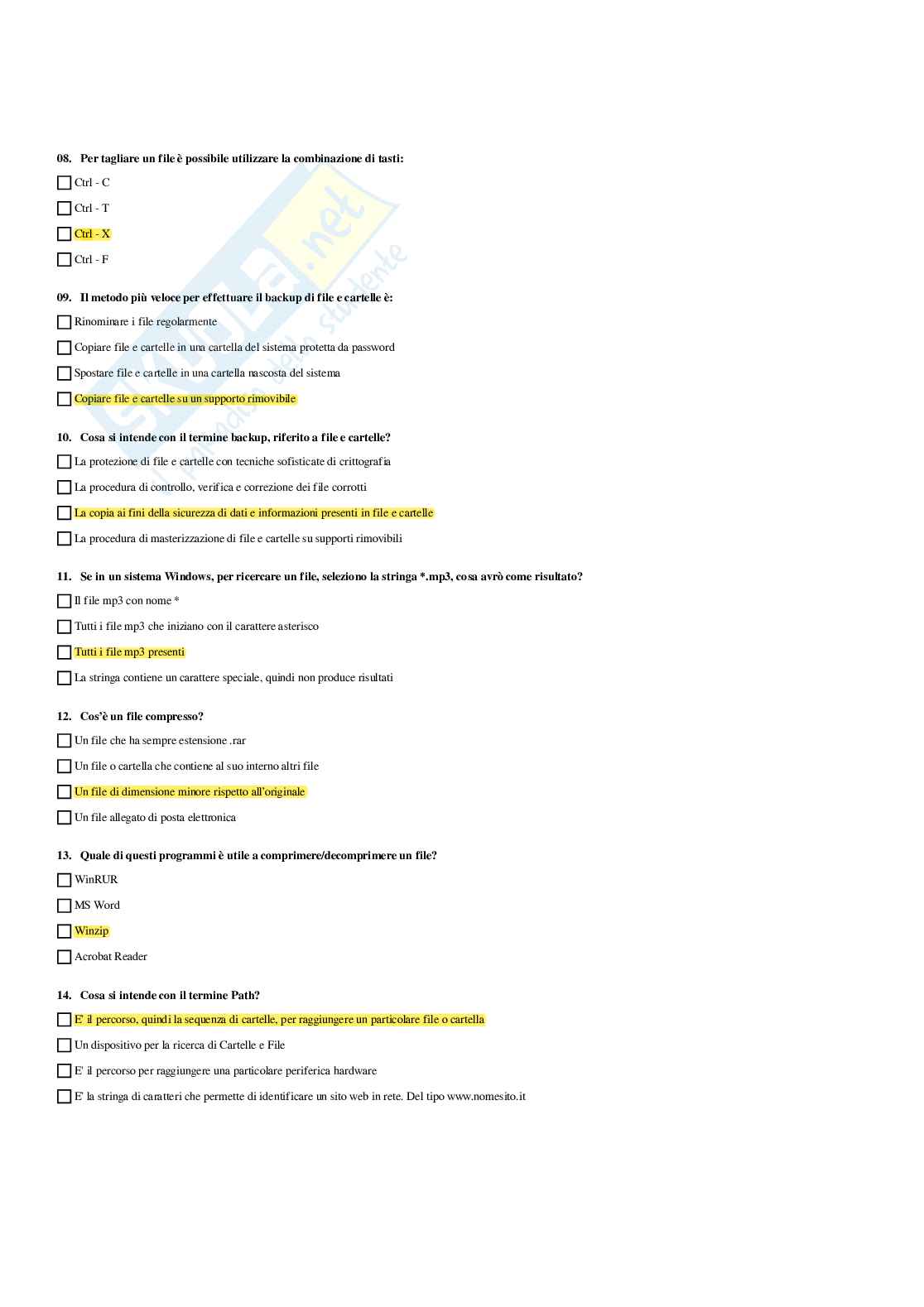 Paniere Informatica - Risposte multiple - aggiornato (2026) Pag. 11