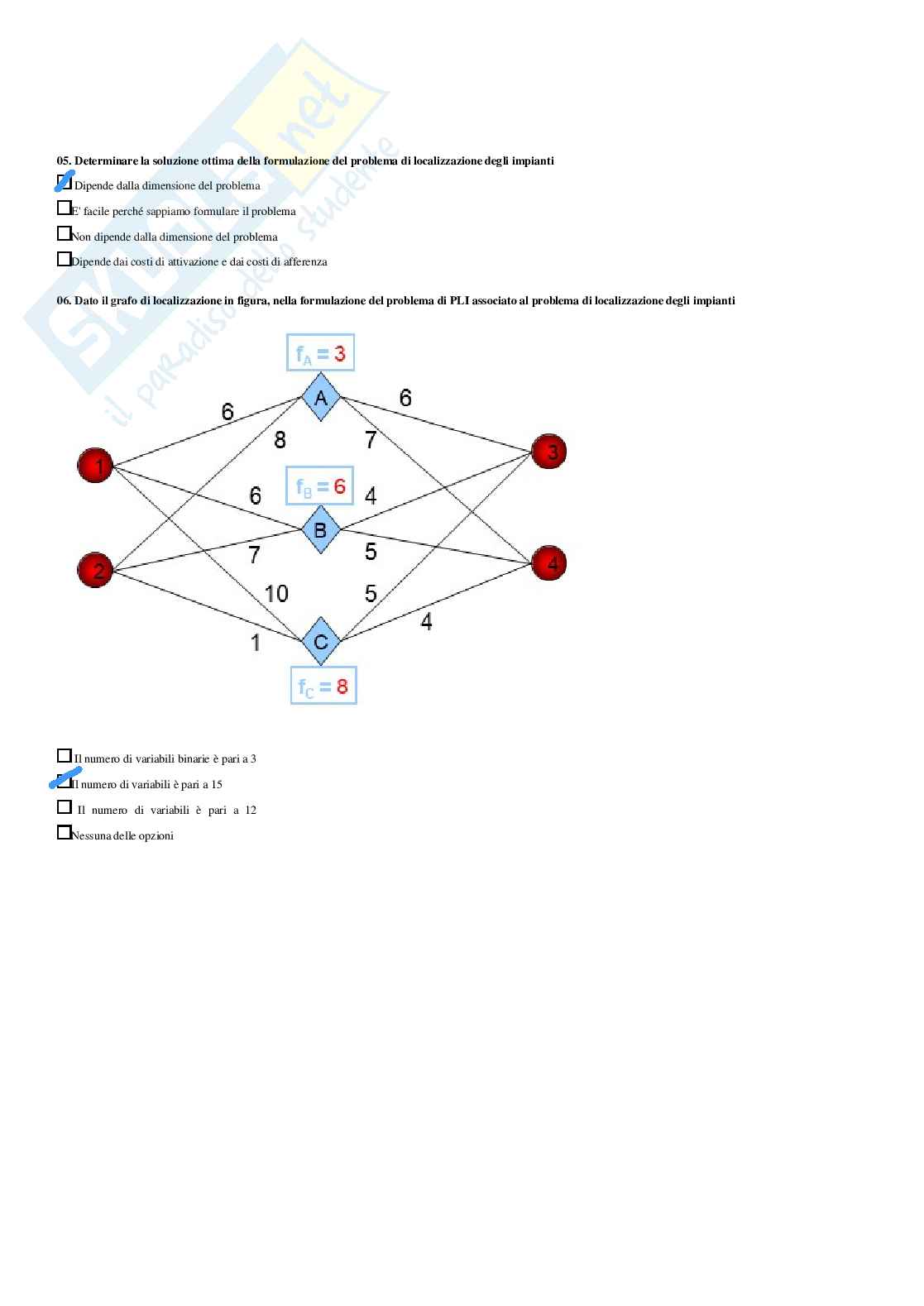 Ricerca operativa 2 – Paniere risposte chiuse completo (282) –  A.A. 2025/2026 Pag. 11