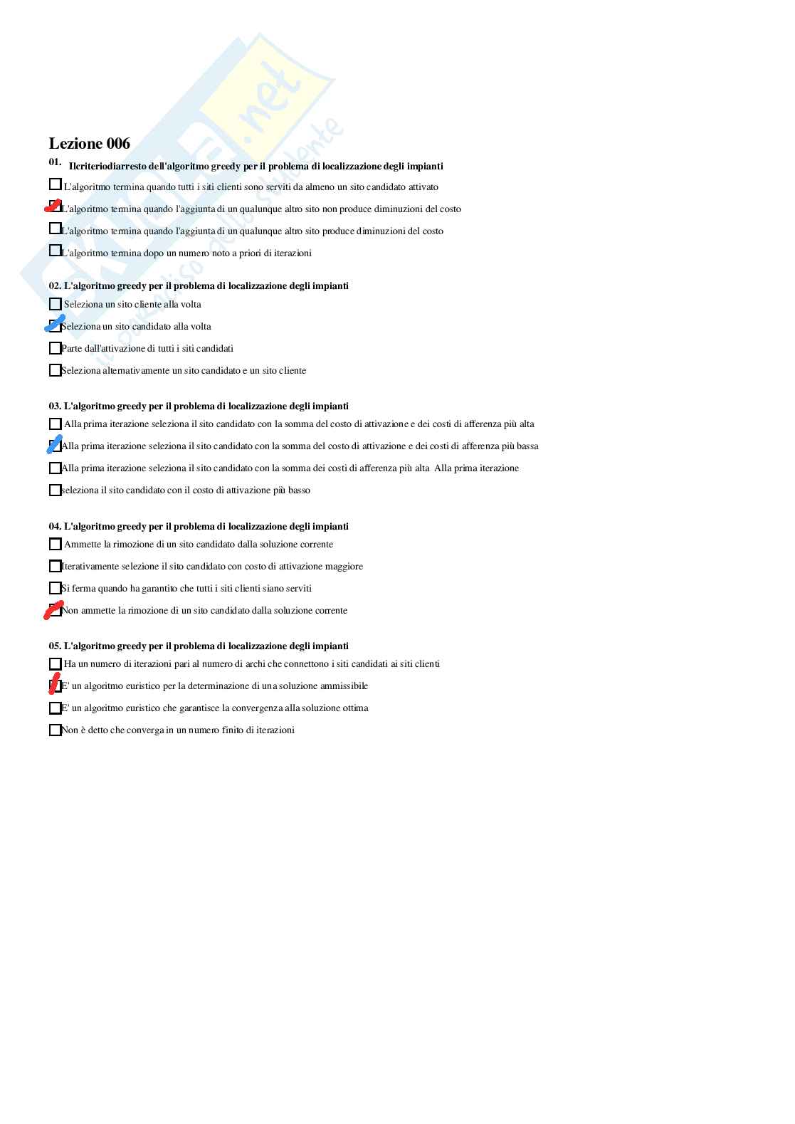 Ricerca operativa 2 – Paniere risposte chiuse completo (282) –  A.A. 2025/2026 Pag. 16
