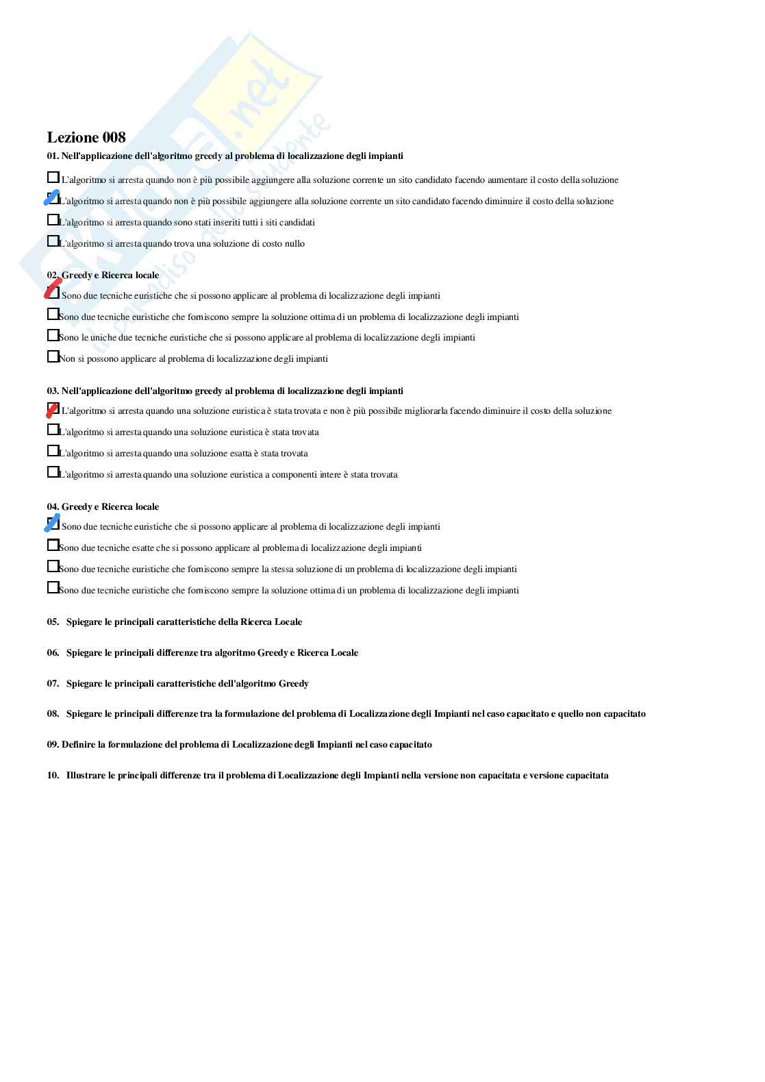 Ricerca operativa 2 – Paniere risposte chiuse completo (282) –  A.A. 2025/2026 Pag. 21