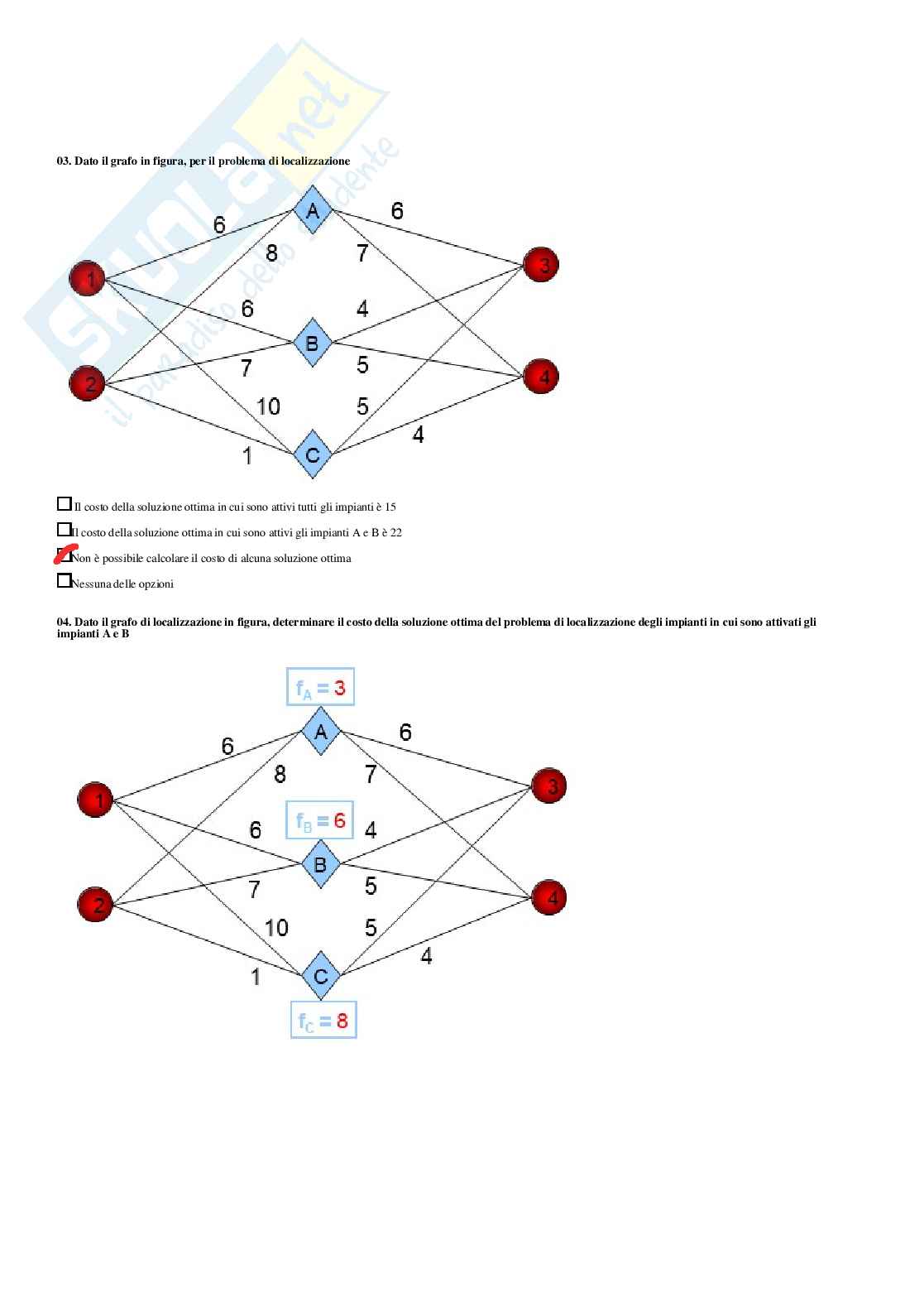 Ricerca operativa 2 – Paniere risposte chiuse completo (282) –  A.A. 2025/2026 Pag. 6