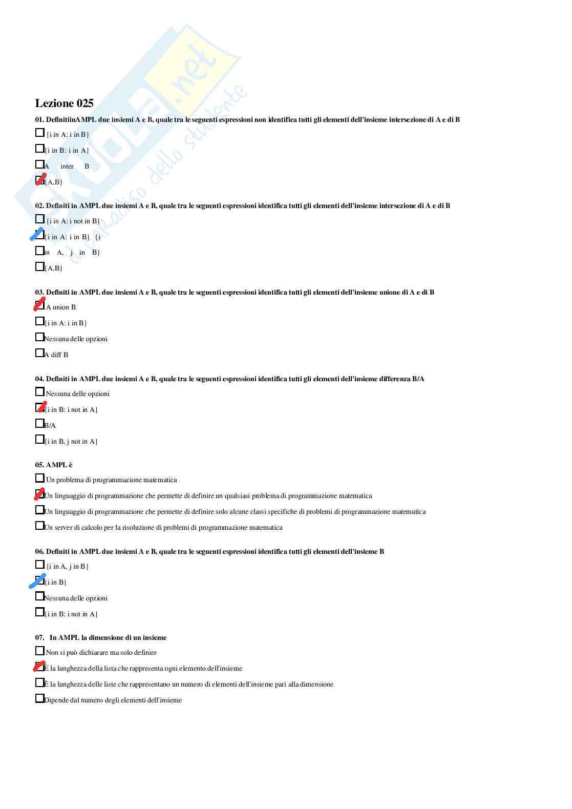 Ricerca operativa 2 – Paniere risposte chiuse completo (282) –  A.A. 2025/2026 Pag. 61