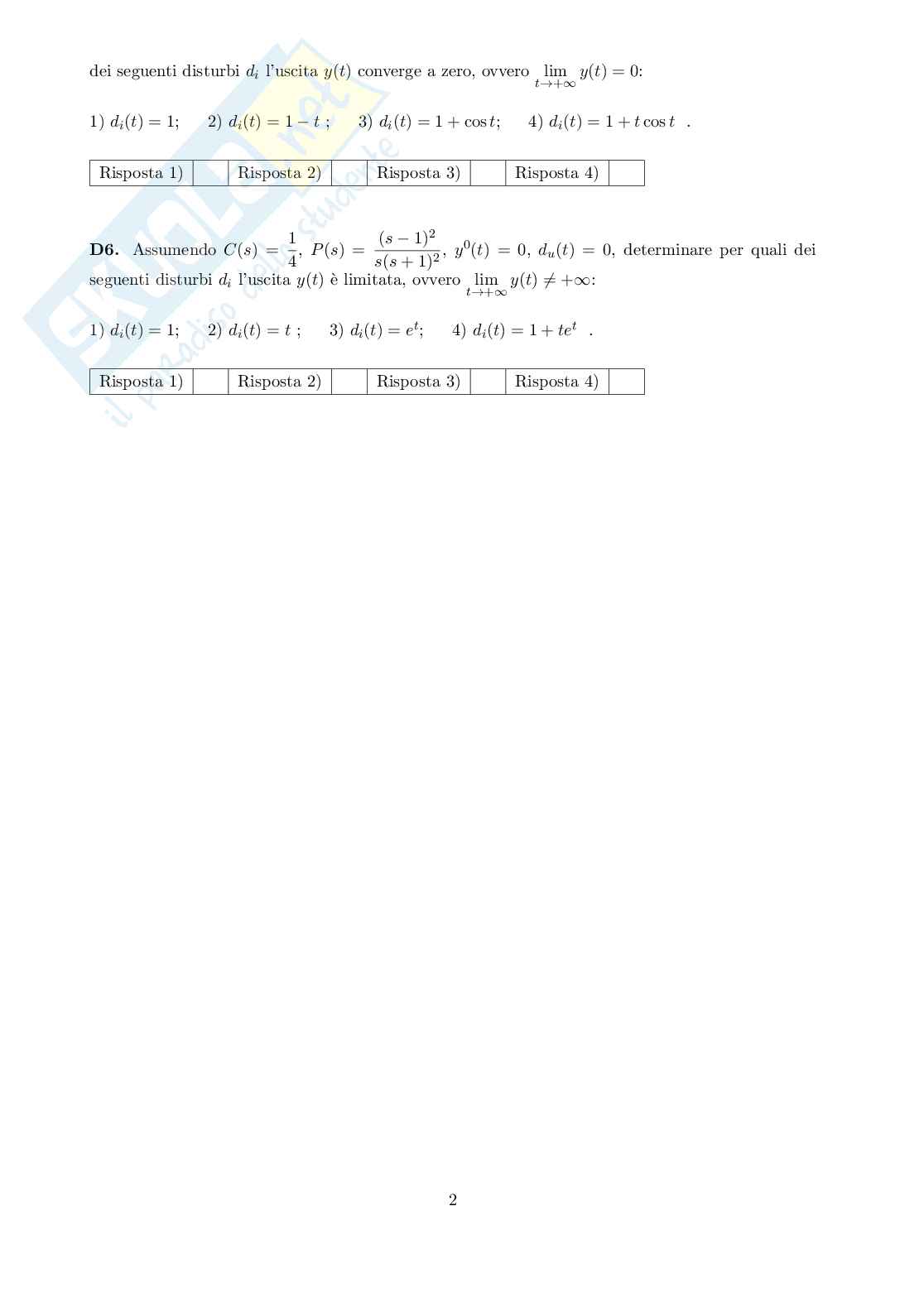 Esercizi Controlli automatici  Pag. 2