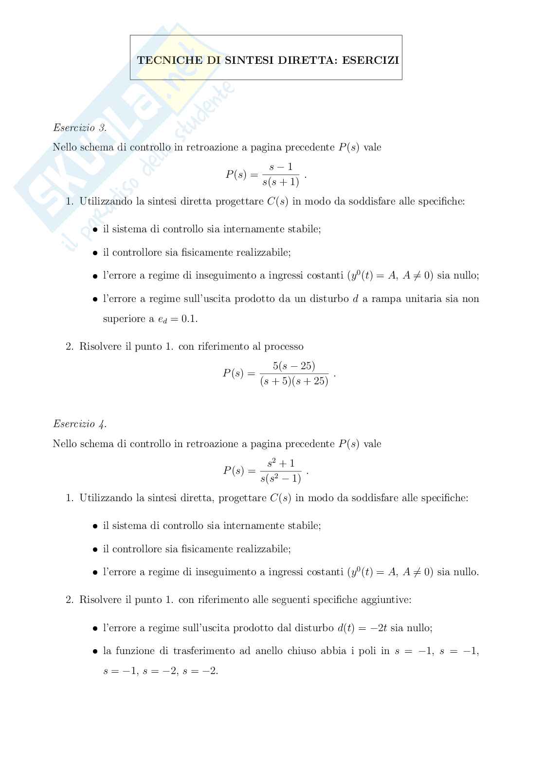Esercizi Controlli automatici  Pag. 6