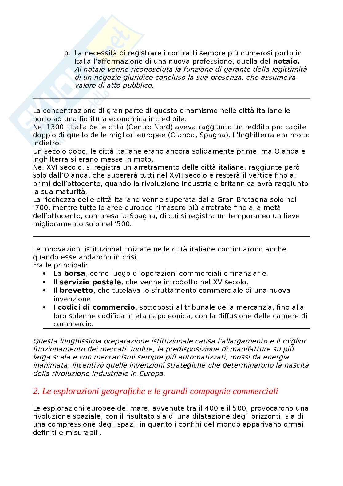Contenuti Parziale 1 di Storia economica (con integrazioni) Pag. 6