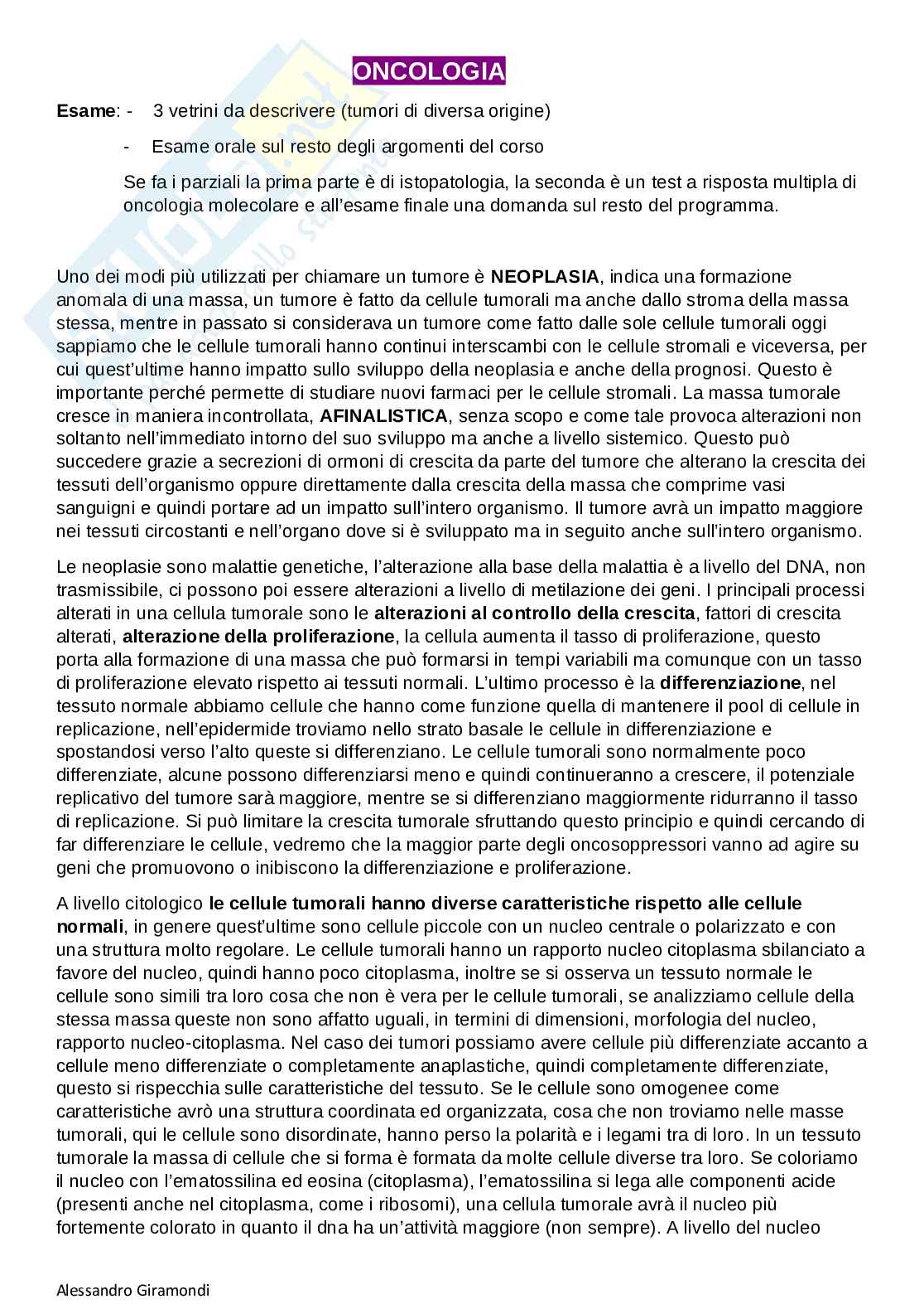Appunti di Oncologia Pag. 1