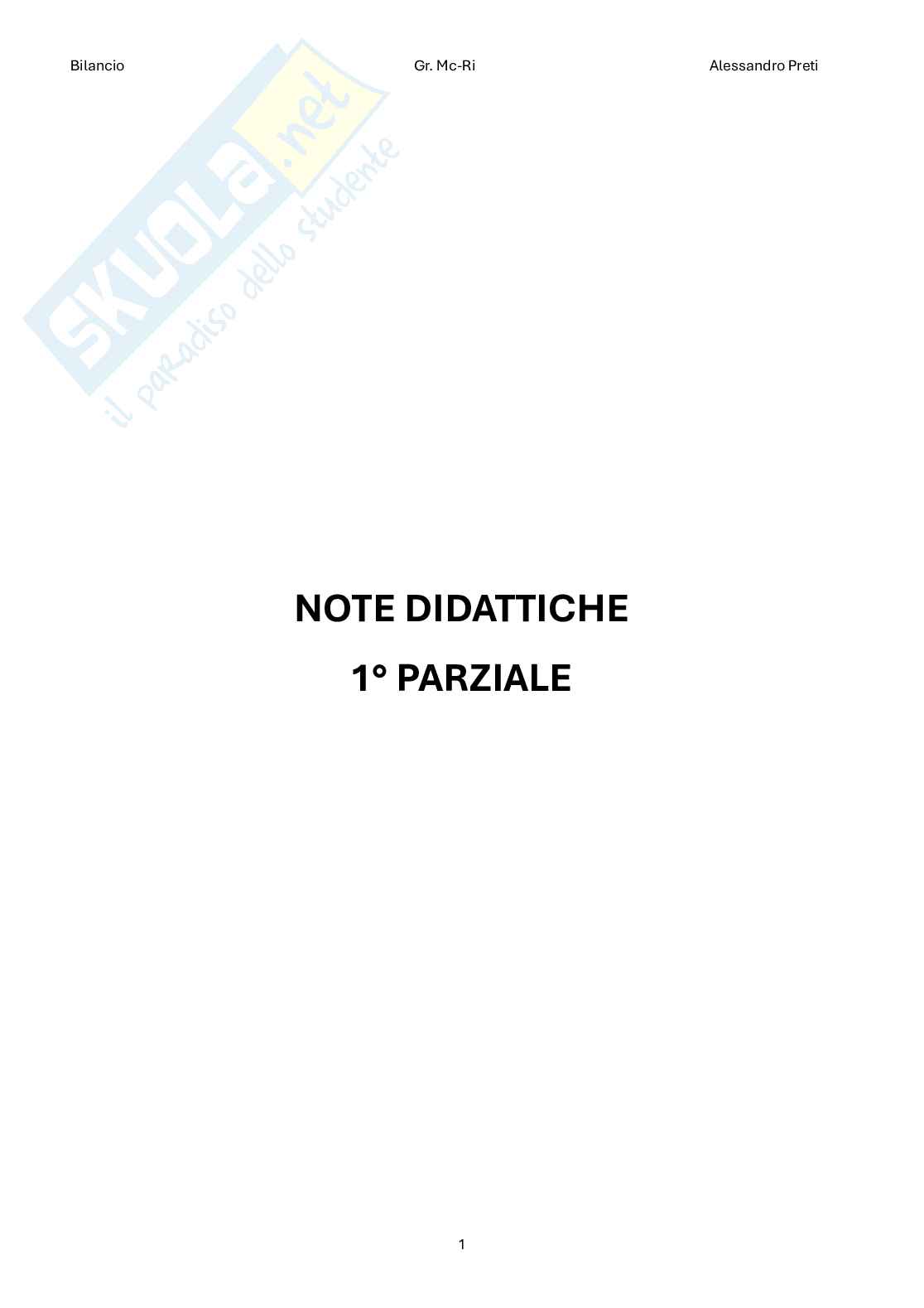 Bilancio – Appunti completi: teoria + scritture contabili (186 pag, 30 e lode) Pag. 1