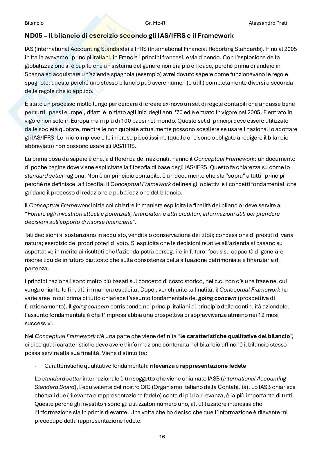 Bilancio – Appunti completi: teoria + scritture contabili (186 pag, 30 e lode) Pag. 16