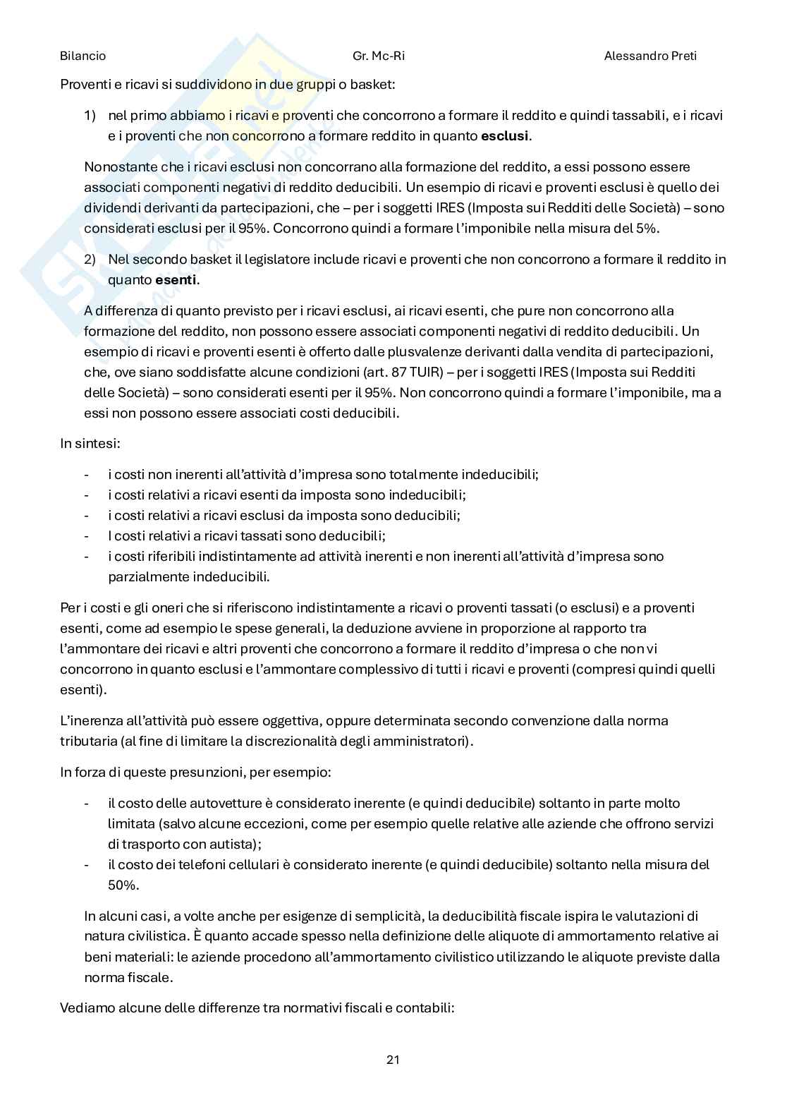 Bilancio – Appunti completi: teoria + scritture contabili (186 pag, 30 e lode) Pag. 21