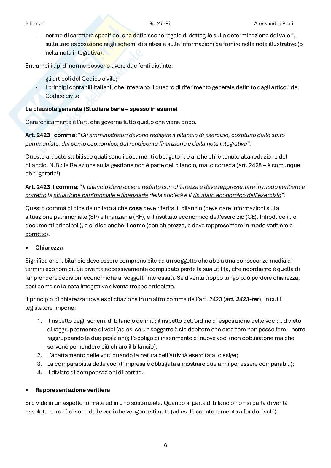 Bilancio – Appunti completi: teoria + scritture contabili (186 pag, 30 e lode) Pag. 6