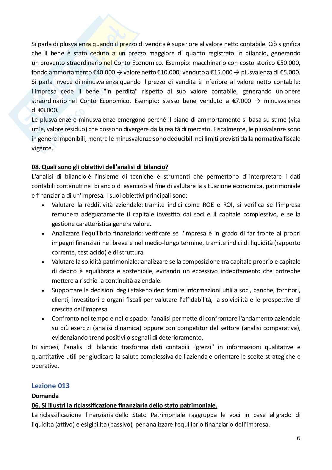 Economia e gestione aziendale – Preparazione esame – Paniere risposte aperte complete – A.A. 2025/2026 Pag. 6