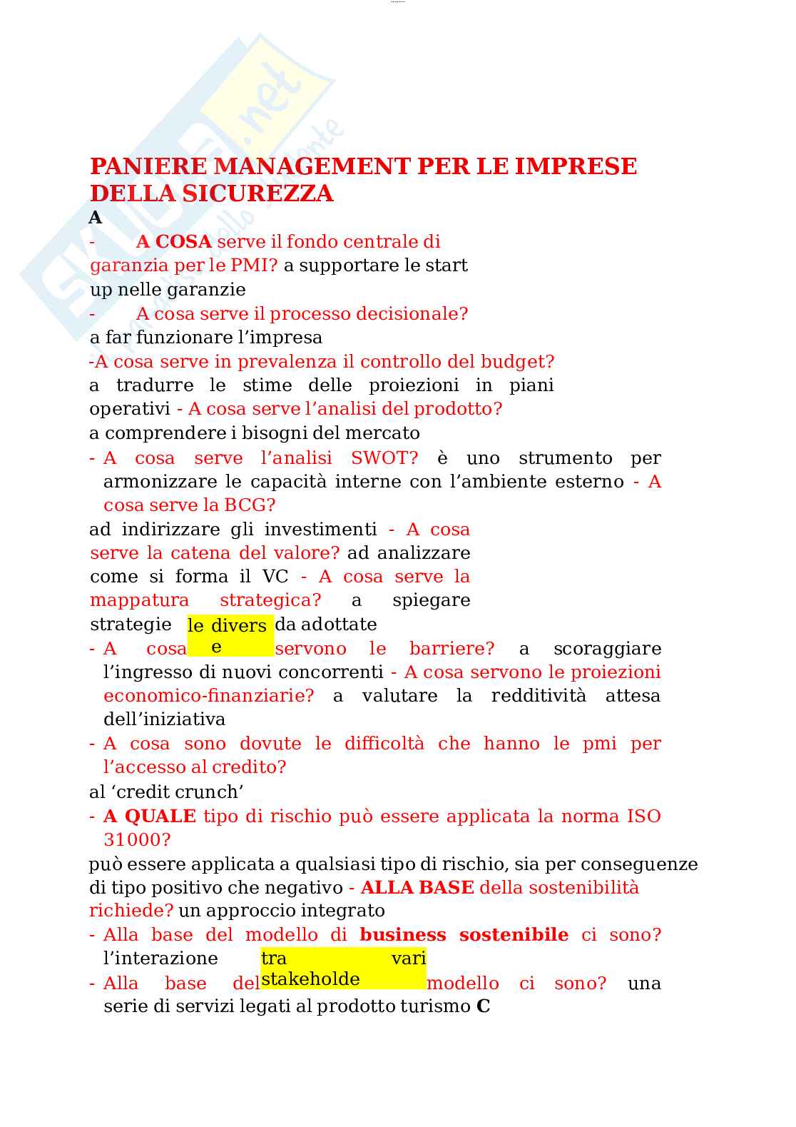 Paniere esame Economia e gestione delle imprese Pag. 1