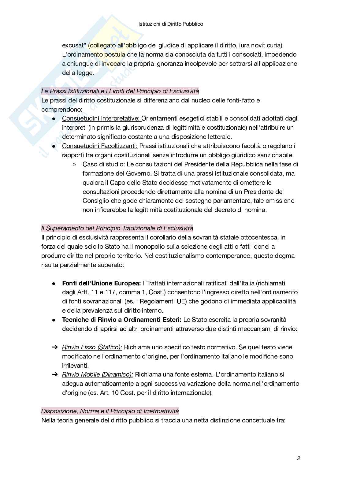 Riassunto esame Istituzioni di diritto pubblico, Prof. Macchia Marco, libro consigliato Diritto Pubblico (XXI Edizione), Bin, Pitruzzella Pag. 2