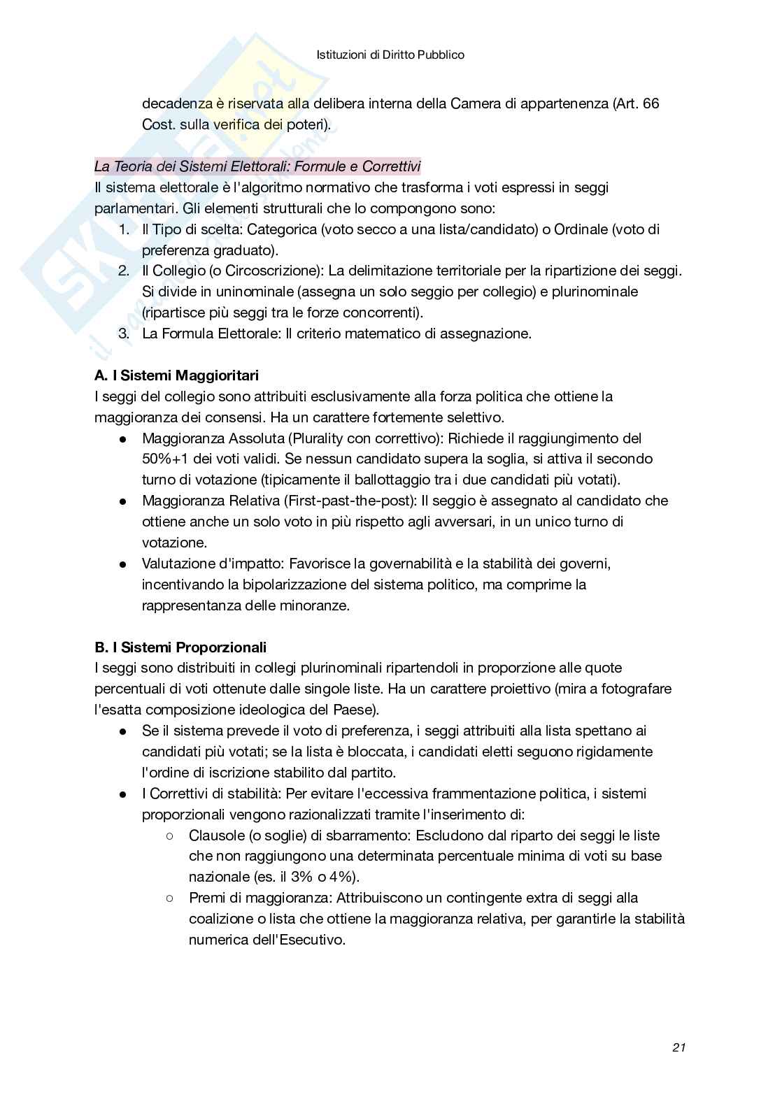 Riassunto esame Istituzioni di diritto pubblico, Prof. Macchia Marco, libro consigliato Diritto Pubblico (XXI Edizione), Bin, Pitruzzella Pag. 21