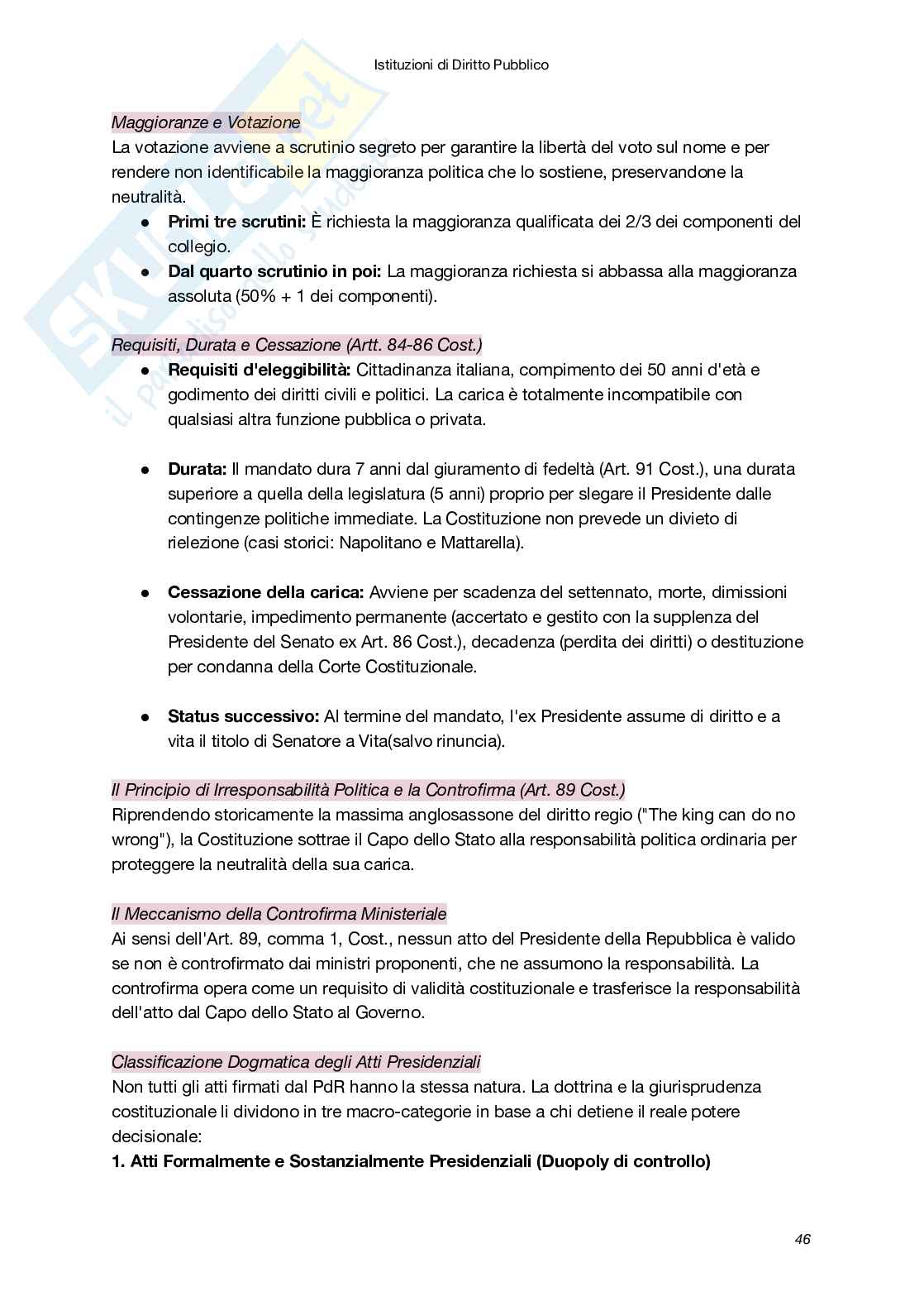 Riassunto esame Istituzioni di diritto pubblico, Prof. Macchia Marco, libro consigliato Diritto Pubblico (XXI Edizione), Bin, Pitruzzella Pag. 46