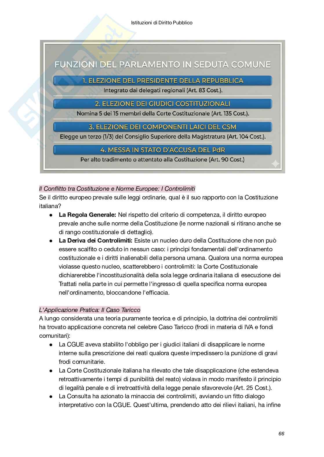 Riassunto esame Istituzioni di diritto pubblico, Prof. Macchia Marco, libro consigliato Diritto Pubblico (XXI Edizione), Bin, Pitruzzella Pag. 66