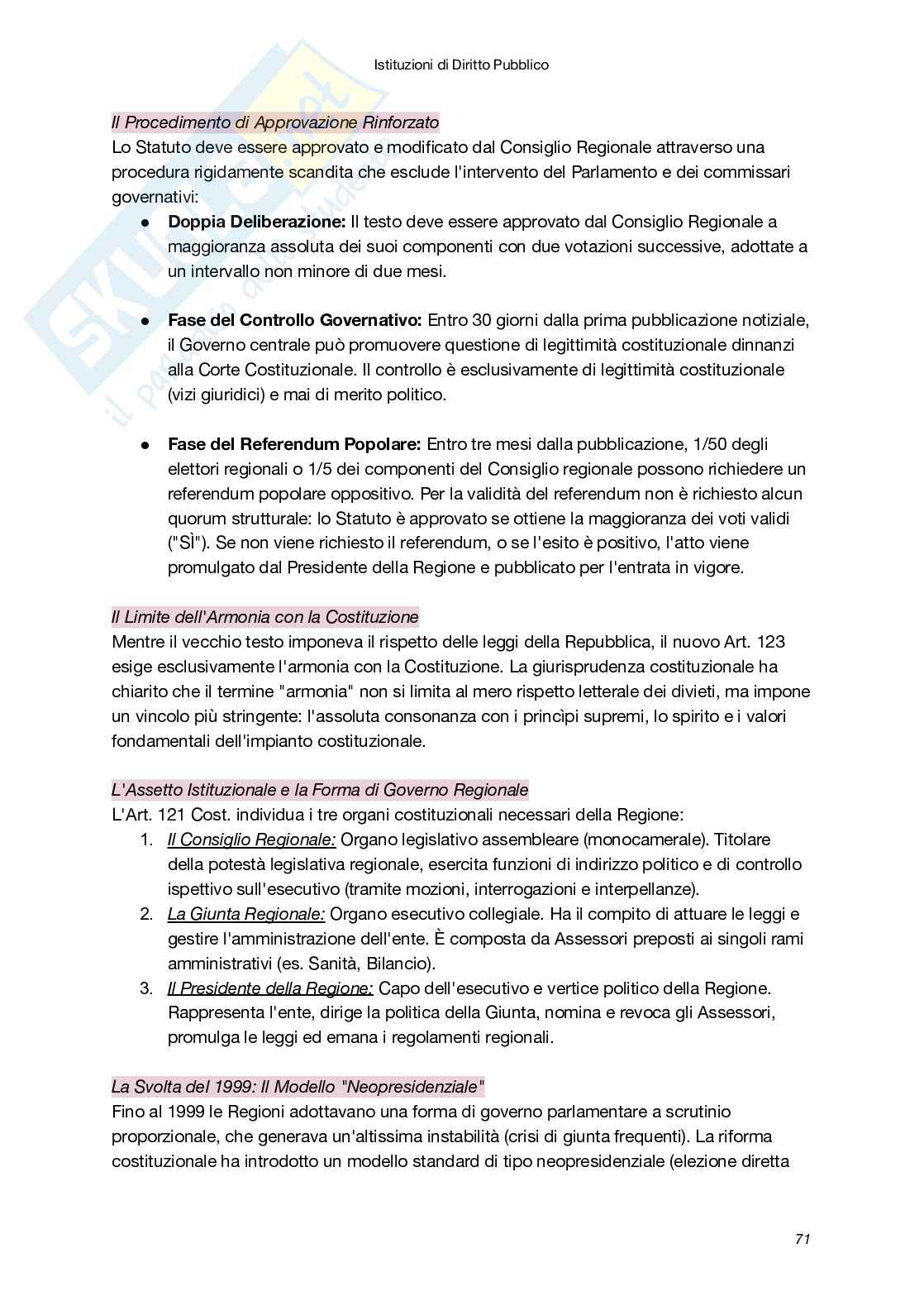 Riassunto esame Istituzioni di diritto pubblico, Prof. Macchia Marco, libro consigliato Diritto Pubblico (XXI Edizione), Bin, Pitruzzella Pag. 71