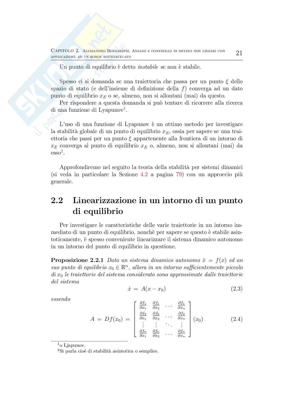 Tesi di laurea Ingegneria Elettronica: Analisi e controllo di sistemi non lineari con applicazione Pag. 21