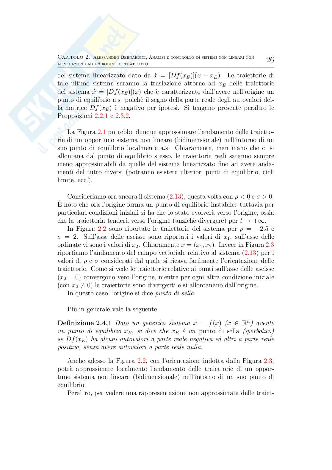 Tesi di laurea Ingegneria Elettronica: Analisi e controllo di sistemi non lineari con applicazione Pag. 26