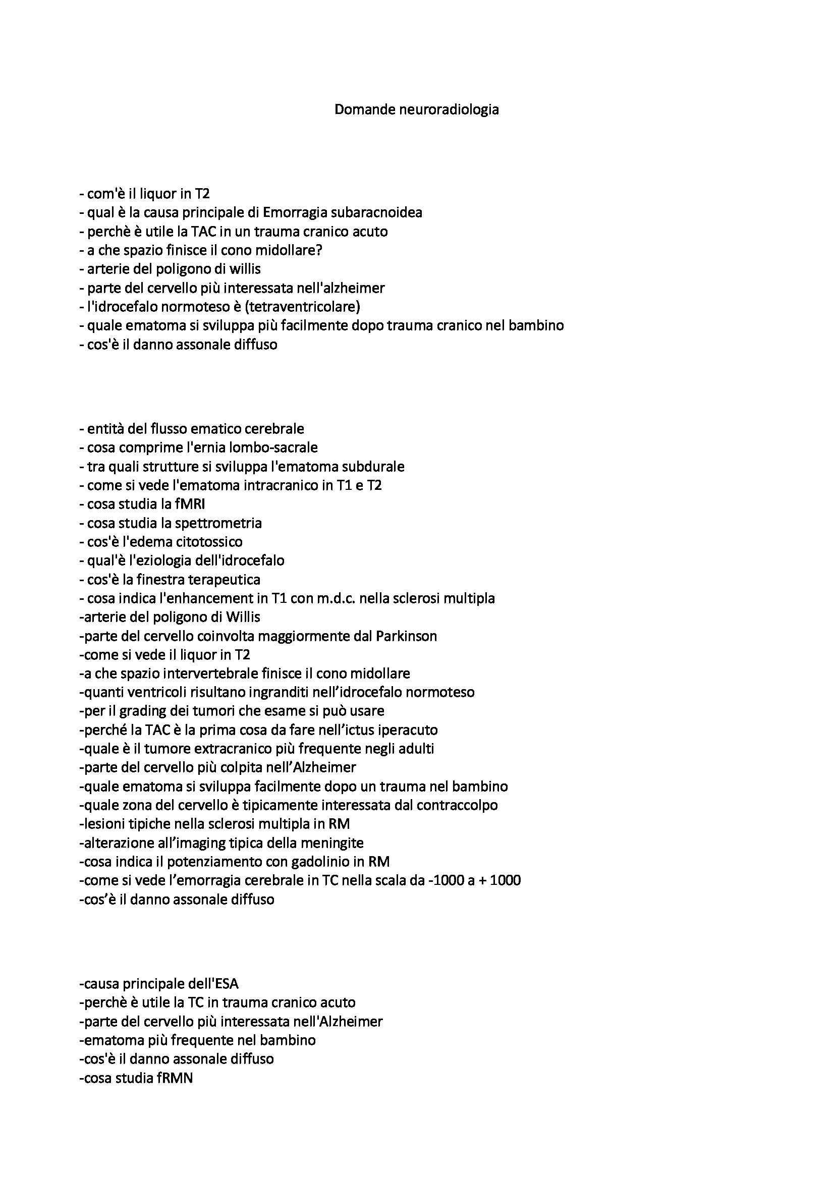 Neuroradiologia - Esercitazione Pag. 1