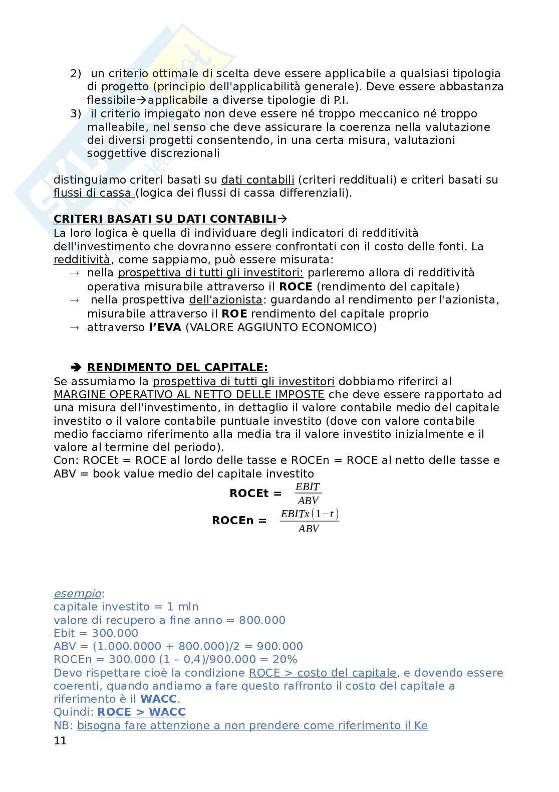Finanza aziendale Pag. 11