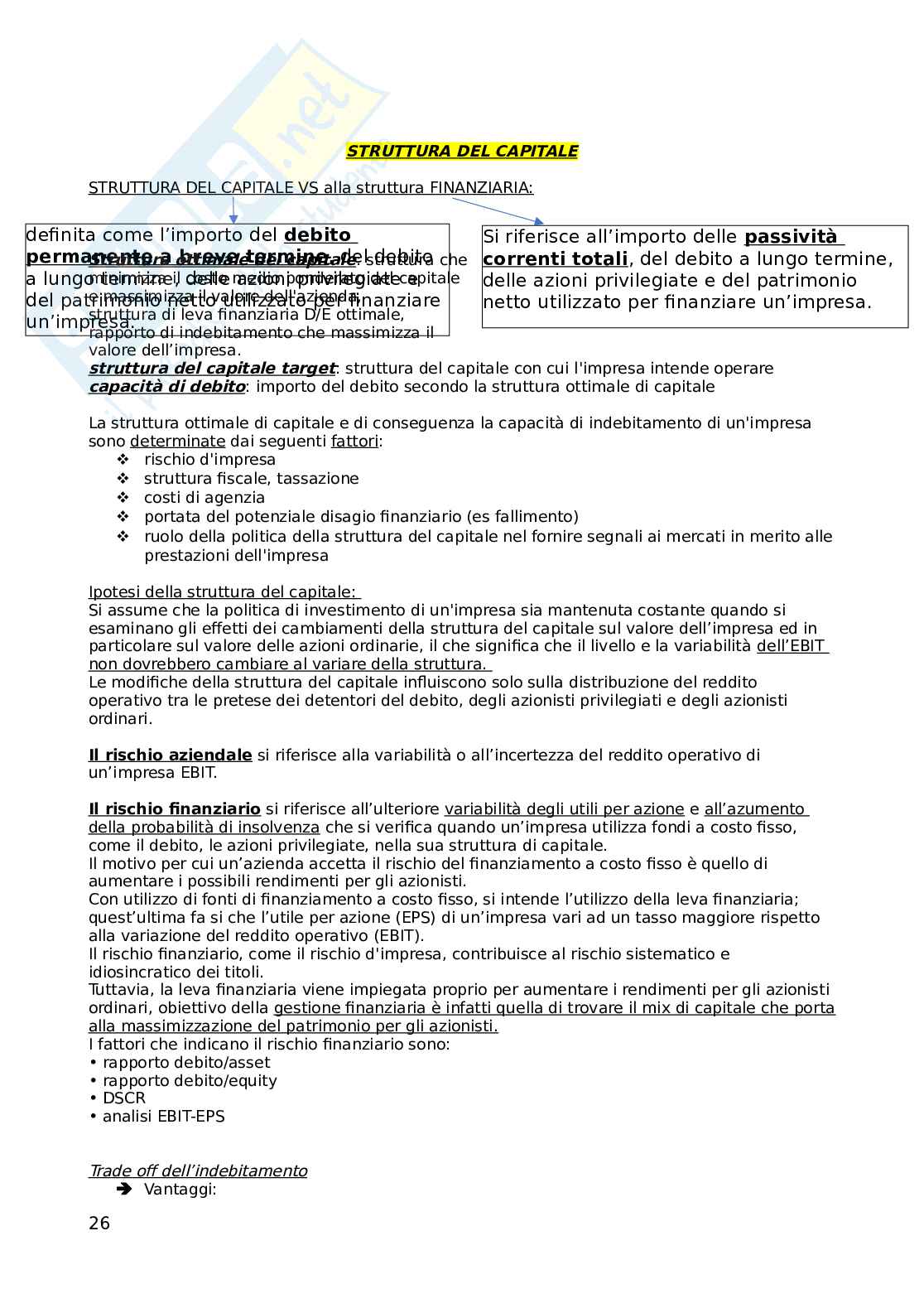 Finanza aziendale Pag. 26