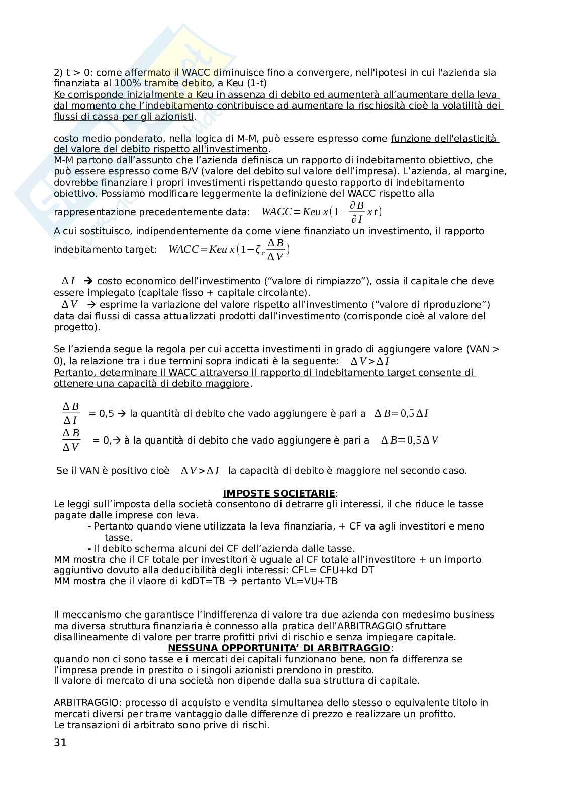 Finanza aziendale Pag. 31