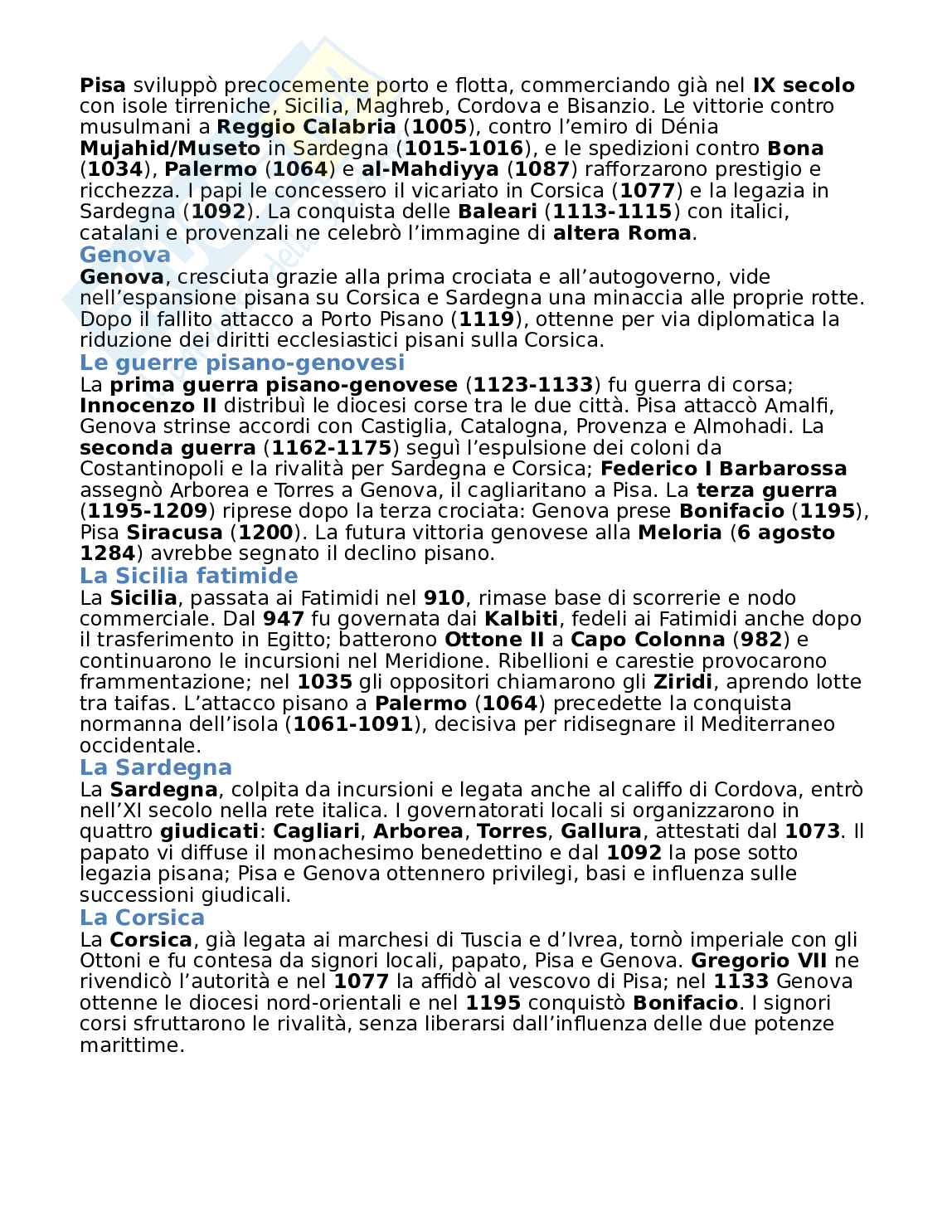 Riassunto esame Storia medievale, Prof. Musarra Antonio, libro consigliato Storia del Mediterraneo medievale, Musarra, Silanos Pag. 61