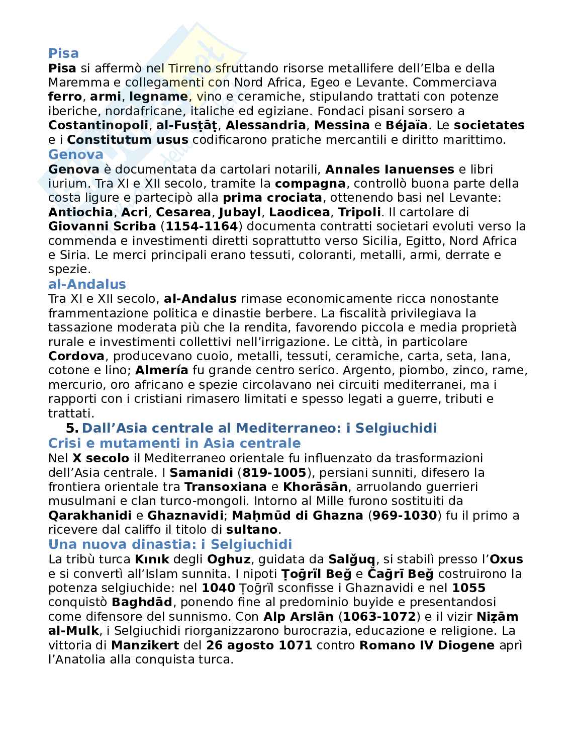 Riassunto esame Storia medievale, Prof. Musarra Antonio, libro consigliato Storia del Mediterraneo medievale, Musarra, Silanos Pag. 66