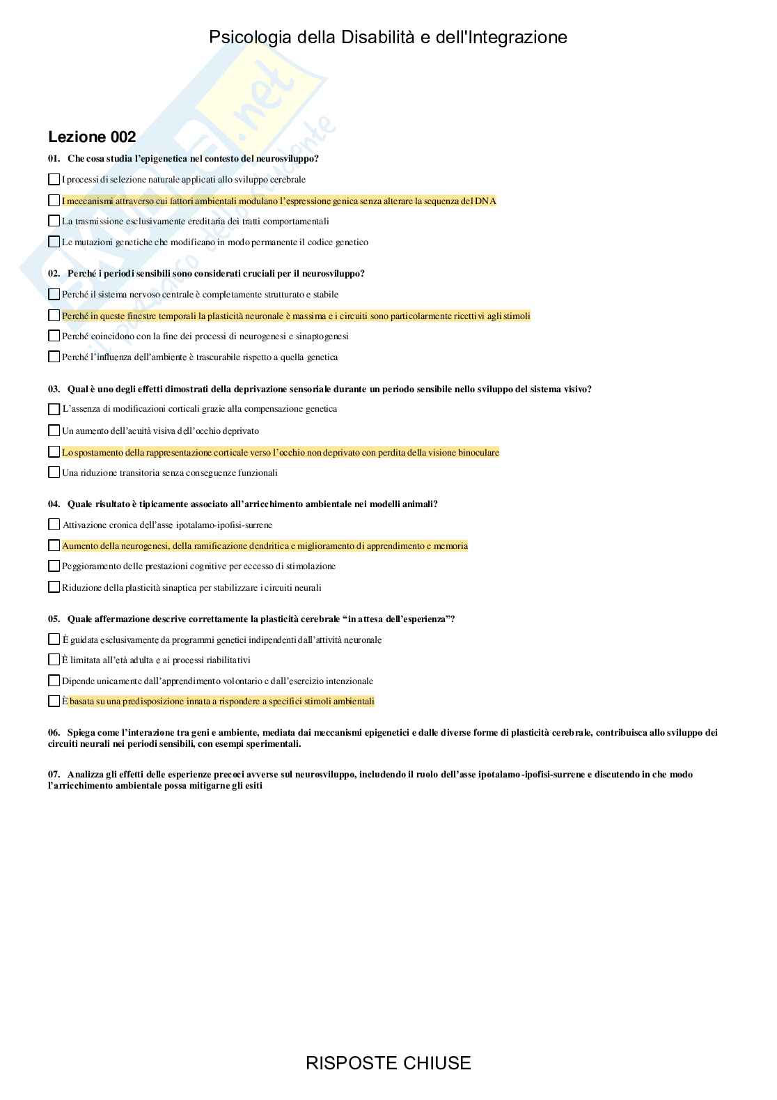 Psicologia della disabilità e dell'integrazione - Paniere compilato Pag. 2
