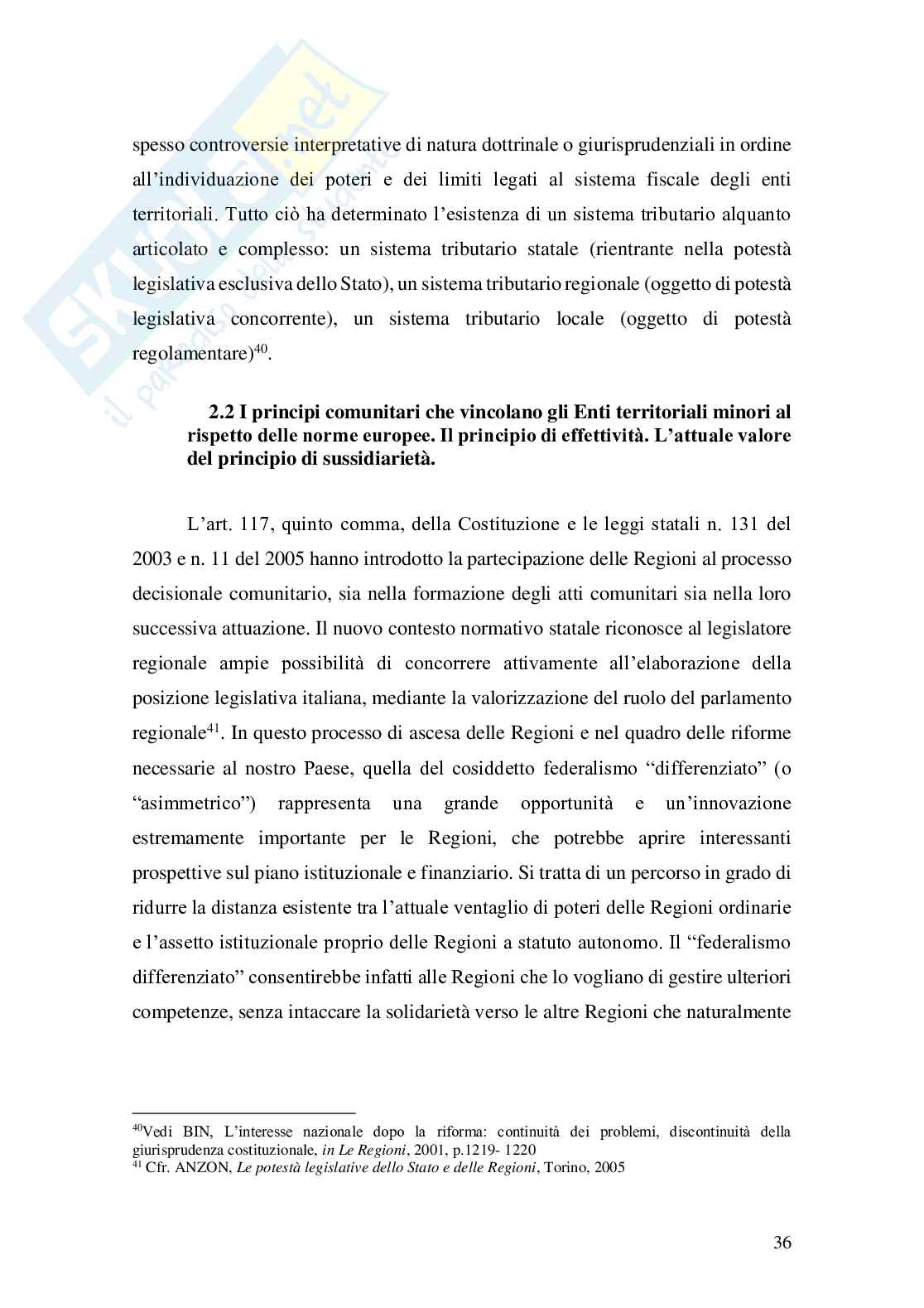 Federalismo fiscale e principi europei Pag. 36