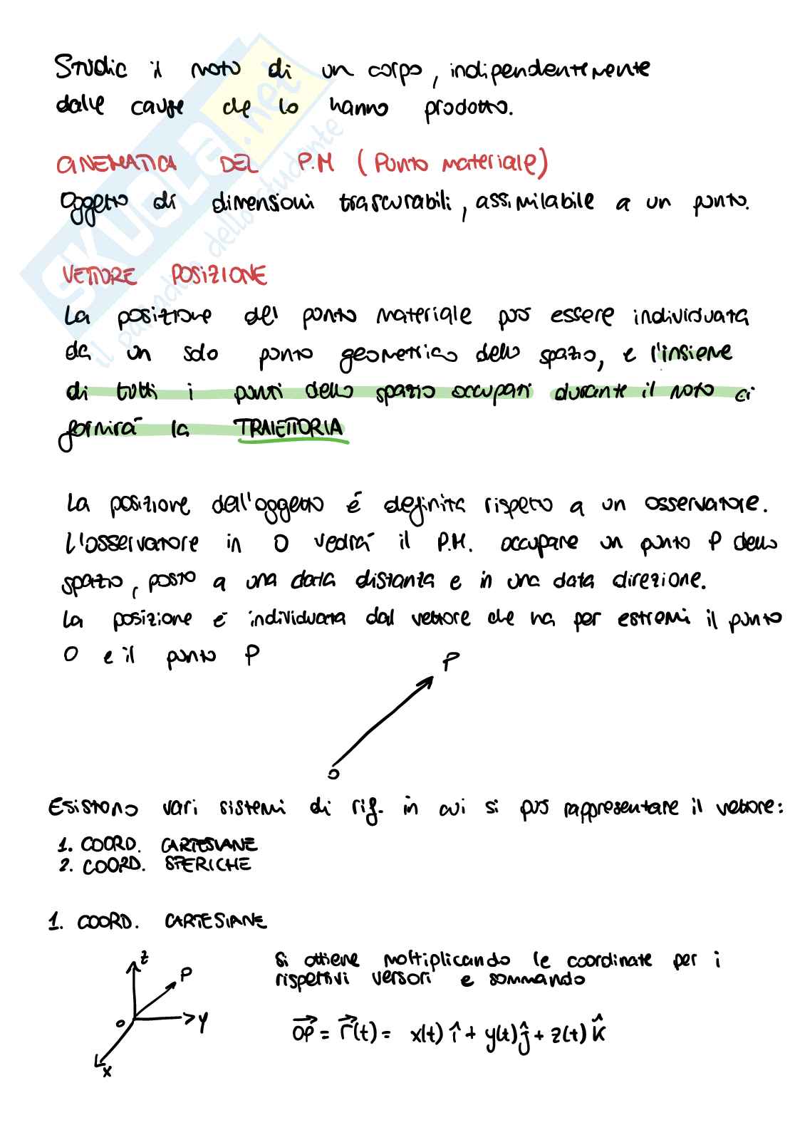 Appunti di Fisica generale - cinematica Pag. 1