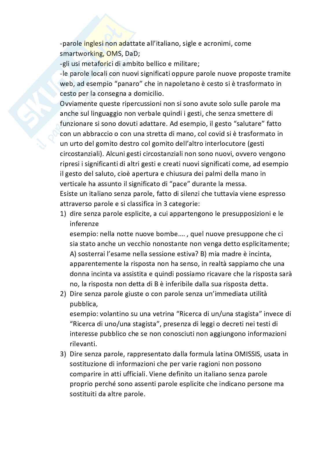 Riassunto esame Lingua e letteratura italiana , Prof. Pellecchia Claudio, libro consigliato L'italiano senza parole, Nobili Pag. 6