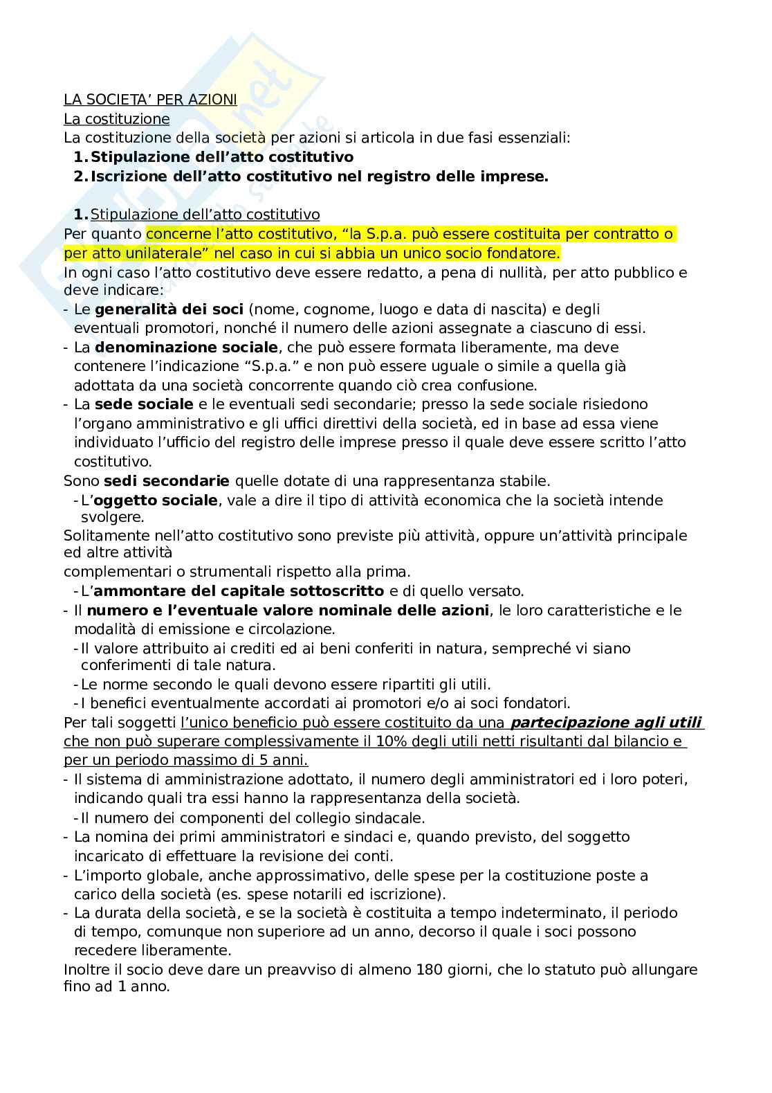 Spiegazione società per azione Pag. 1