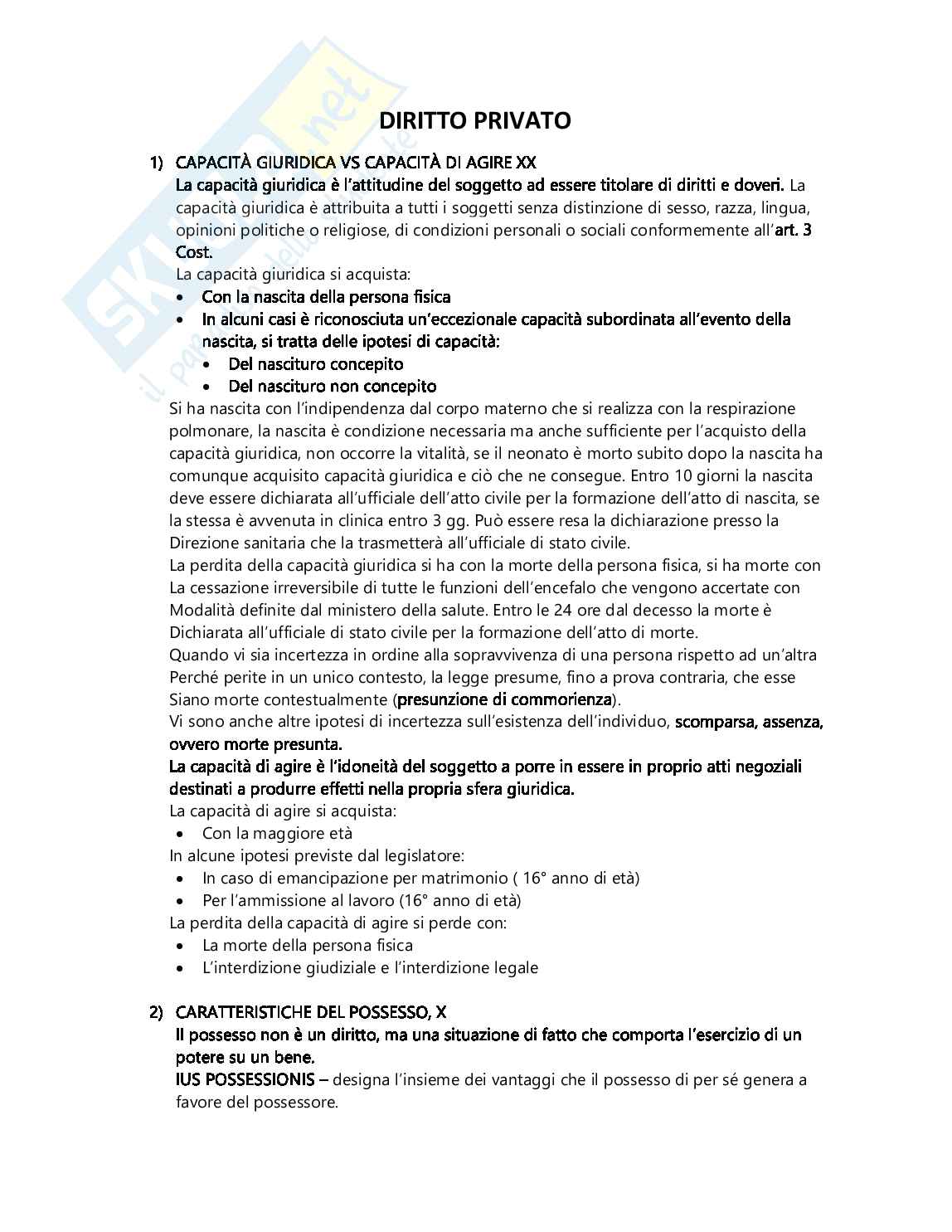 Appunti Diritto privato Pag. 1