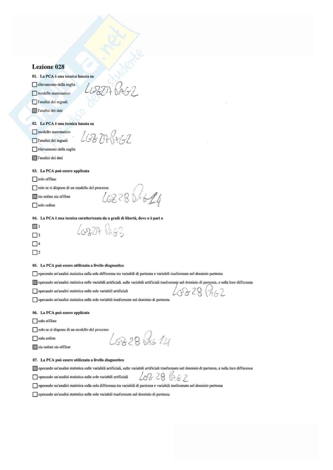 Paniere svolto Strumentazione per l'automazione - solo risposte multiple Pag. 36