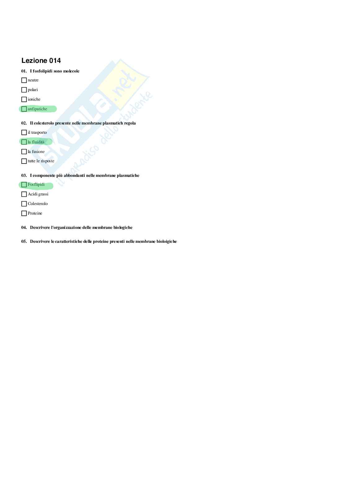 Paniere Fondamenti di biologia e chimica (2026) - Risposte multiple corrette Pag. 16