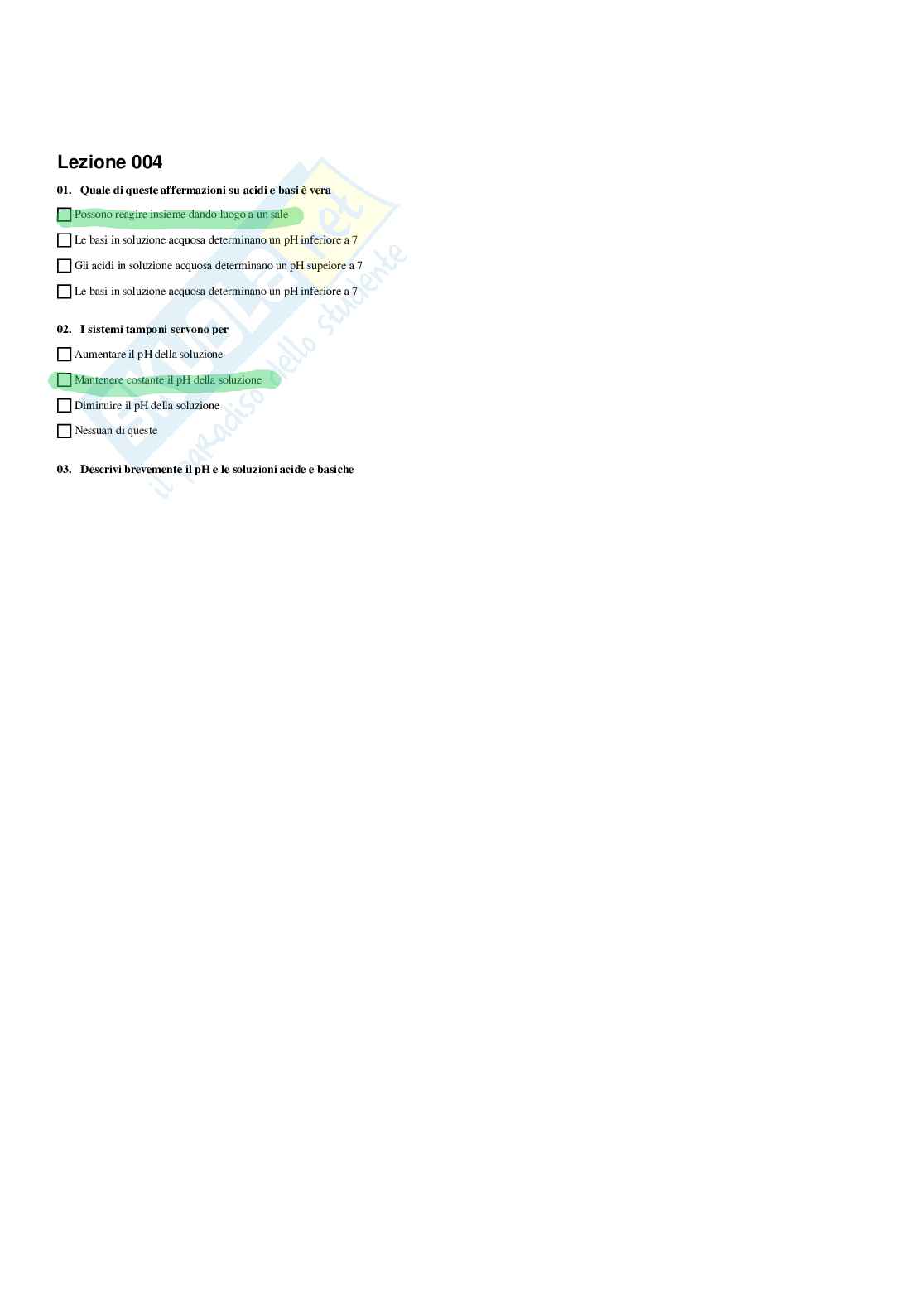 Paniere Fondamenti di biologia e chimica (2026) - Risposte multiple corrette Pag. 6