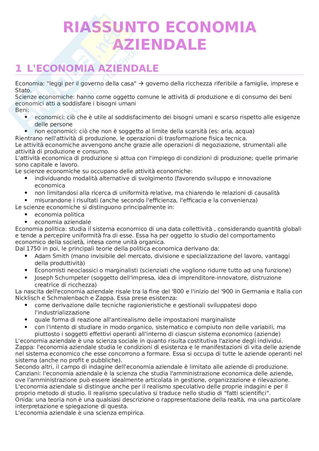Appunti Economia aziendale Pag. 1