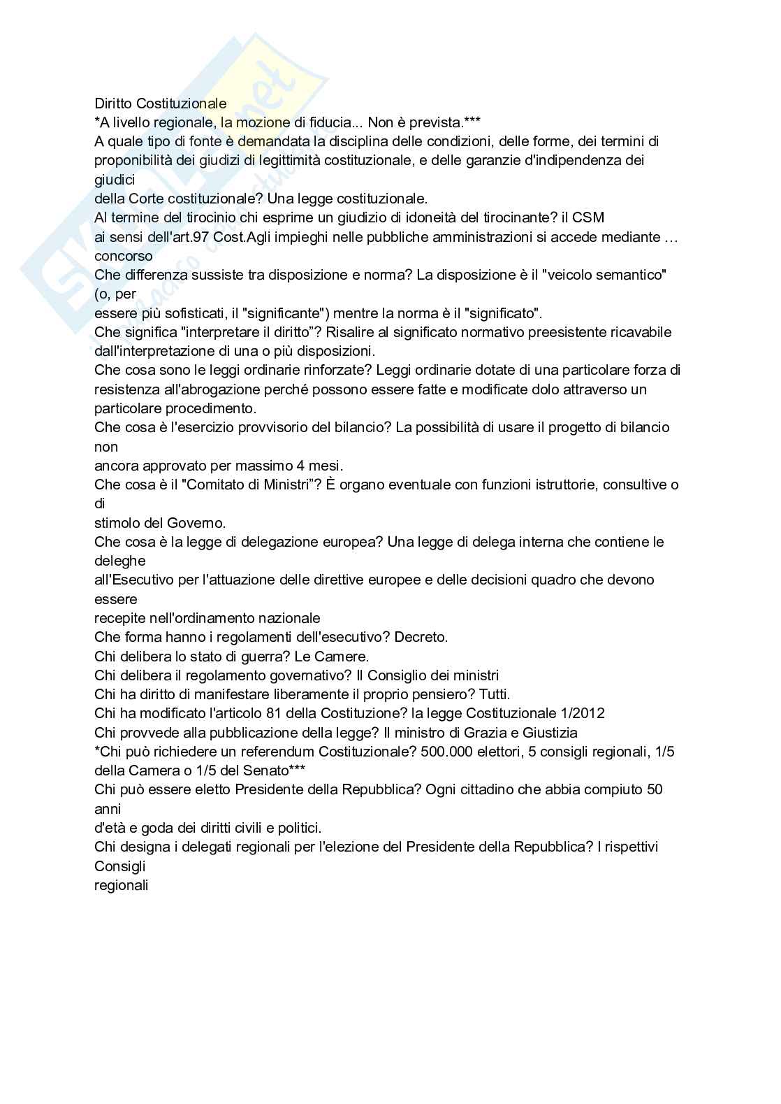 Diritto costituzionale  Pag. 1