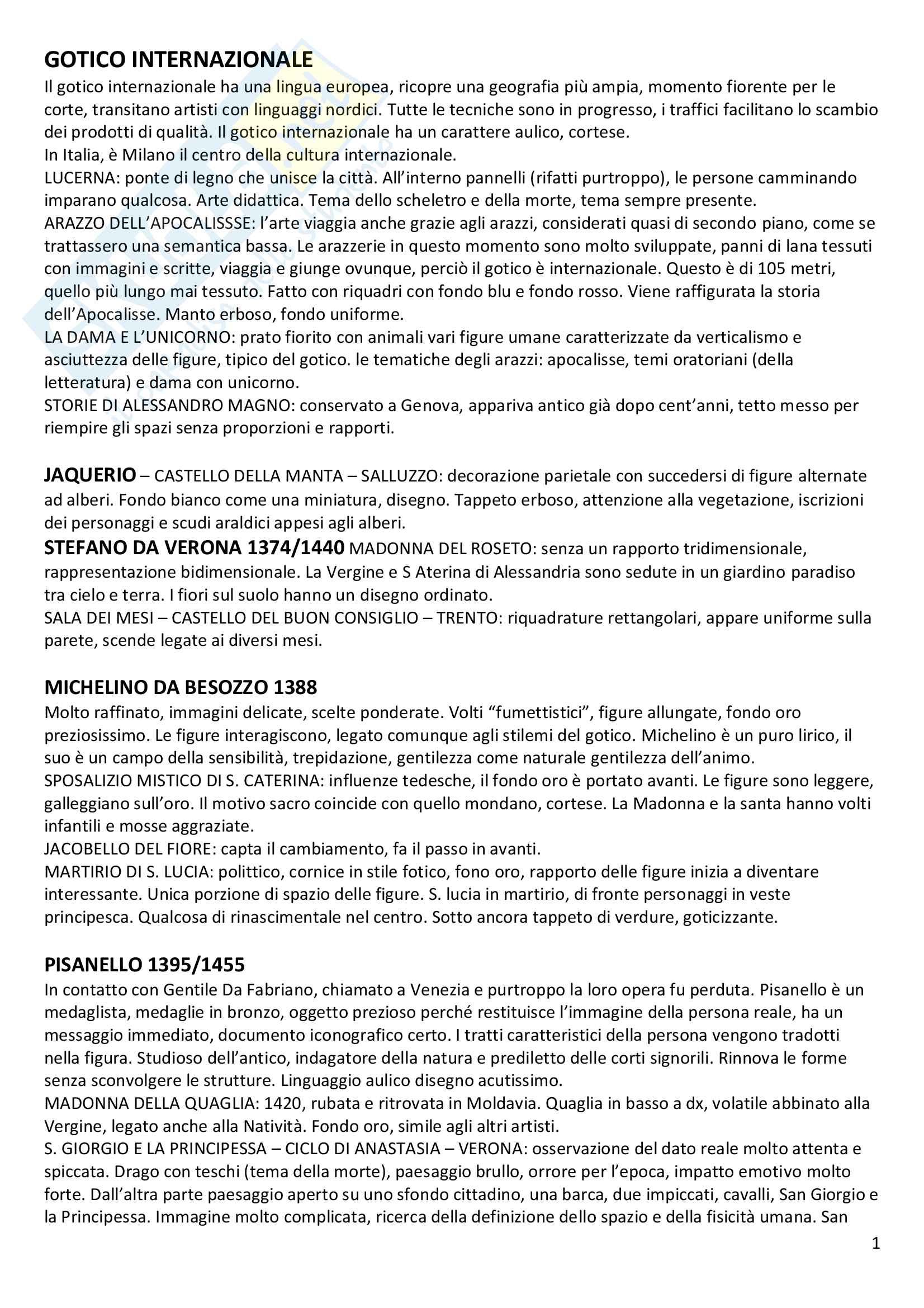 Storia dell' arte Moderna I Pag. 1